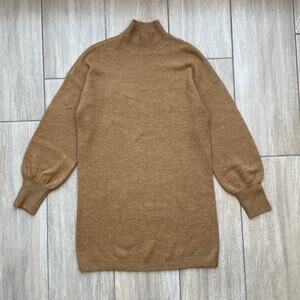 Vero Moda Camel Mock Neck Sweater Dress Womens S Acrylic Blend Long Sleeve